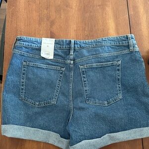 Blue Jean Shorts with Rolled Hems and Stretch